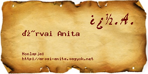 Árvai Anita névjegykártya