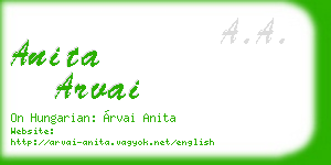 anita arvai business card